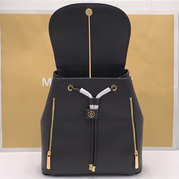MICHAEL KORS Phoebe MEDIUM Flap Drawstring Backpack BLACK COLOR - Picture 3 of 16